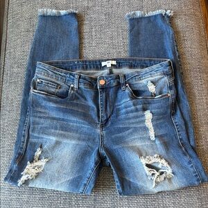 BP Blue Skinny Distressed Jeans ~ Waist 30”, Inseam 28”, Rise 10” ~ Comfy Fit